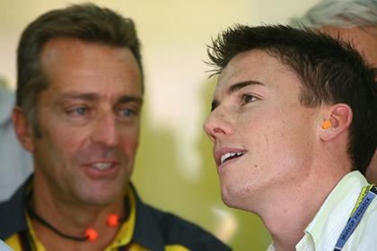 James Toseland with Tech 3 Yamaha boss Herve Poncharal in Valencia this week