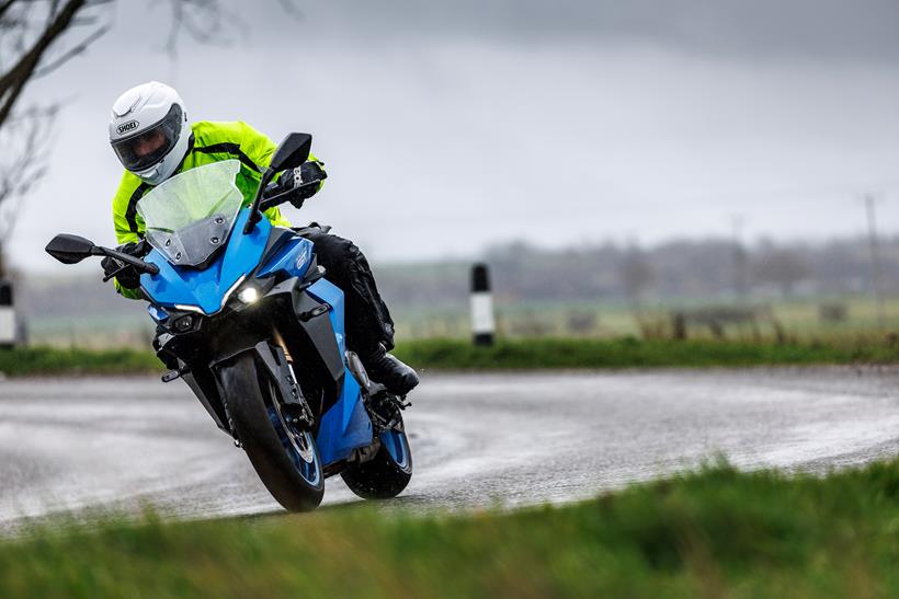 Riding a motorbike in the rain