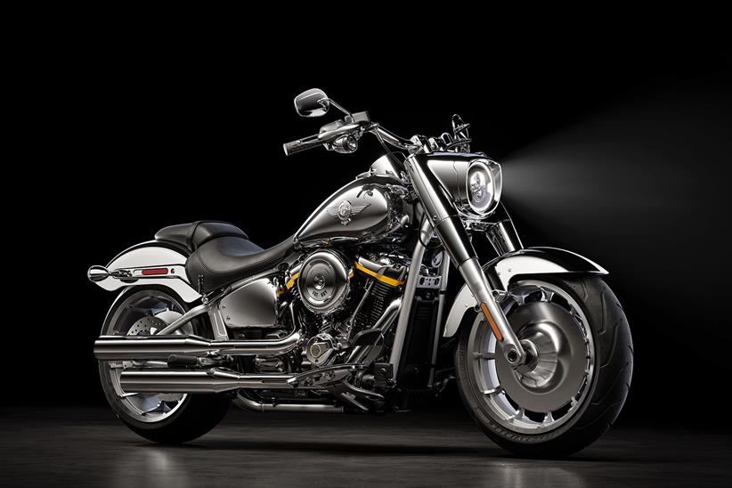 Harley-Davidson Fat Boy Gray Ghost front three quarters