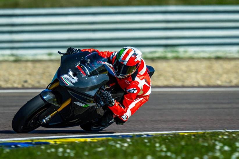 Ducati V21L MotoE racer cornering