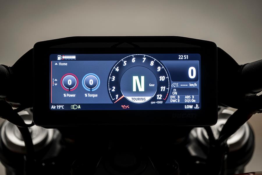 2025-on Ducati XDiavel V4 detailed shot of the dash
