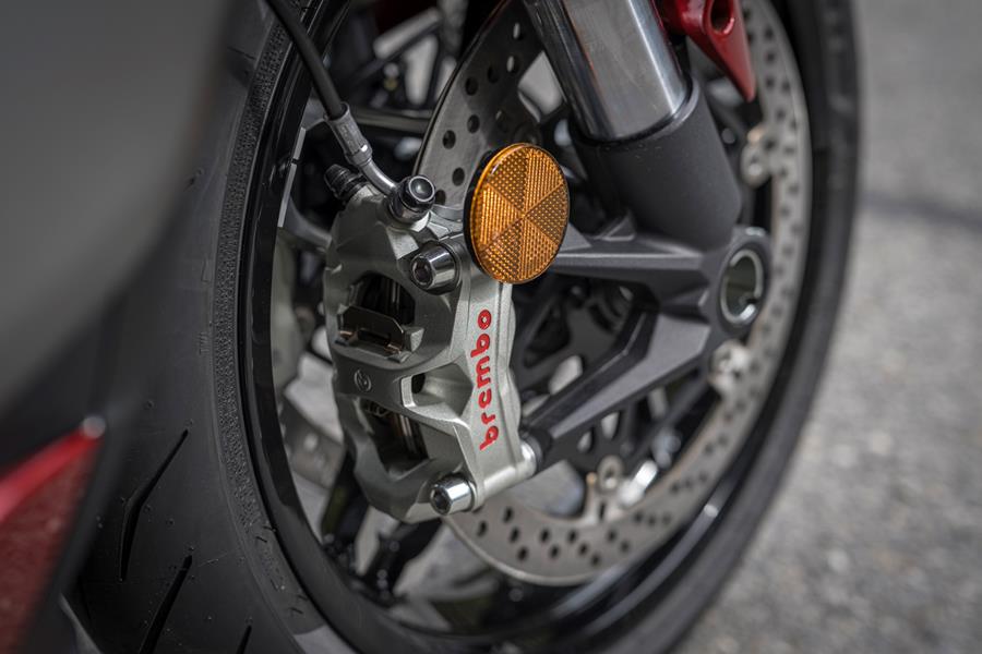 2025-on Ducati XDiavel V4 detailed shot of the Brembo Stylema brakes