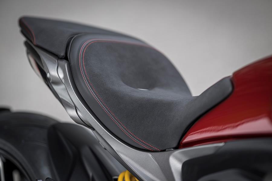 2025-on Ducati XDiavel V4 detailed shot of the sculpted low seat