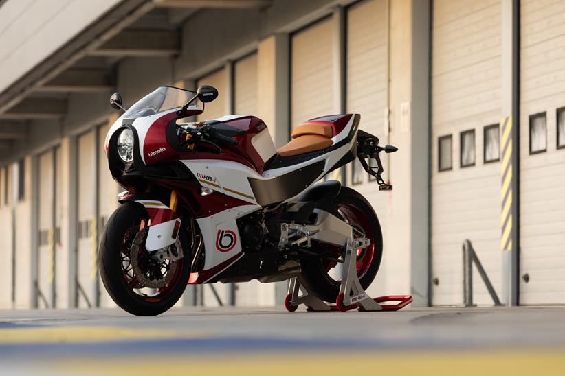 Bimota KB4 on a paddock stand