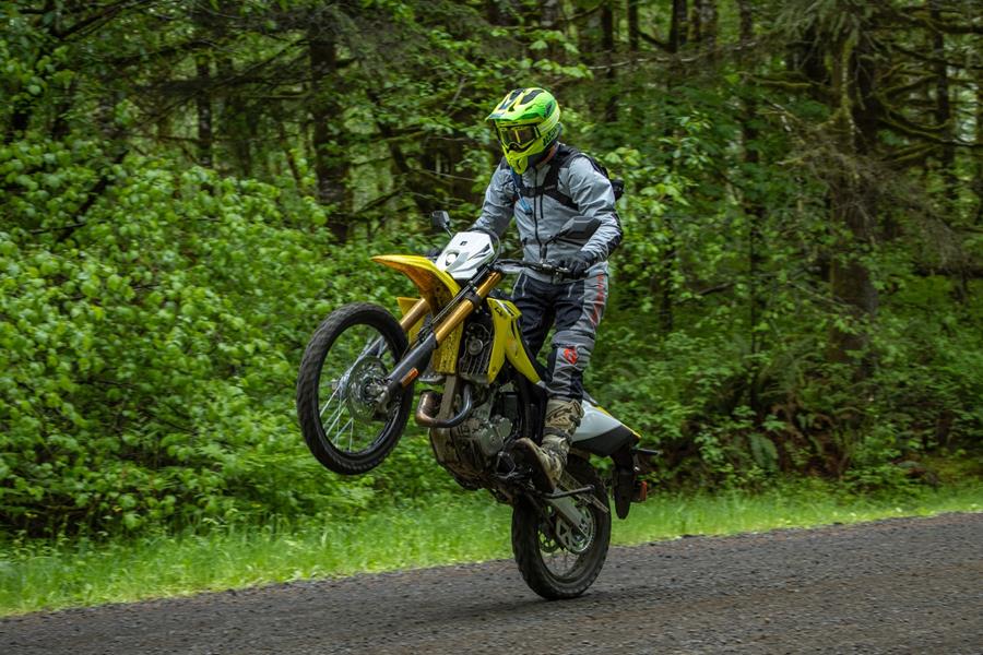 2025 Suzuki DR-Z4S. pulling a wheelie