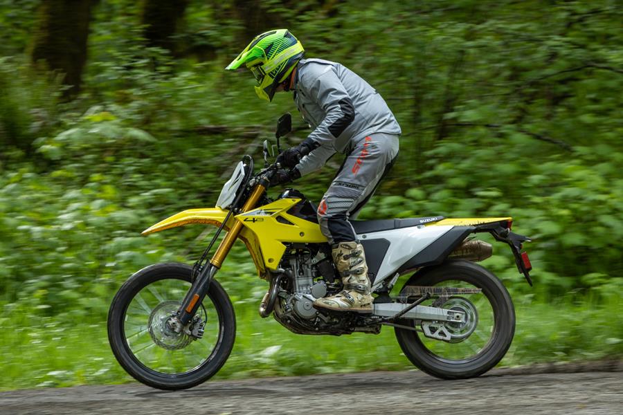 2025 Suzuki DR-Z4S, spinning up the rear tyre