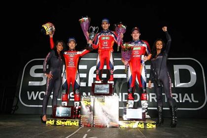 Antonio Bou beat Dougie Lampkin into second at the Sheffield International Indoor Indoor Trial