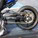 Drag motorcycle performs a burnout