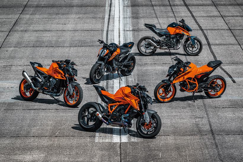 Selection of KTM Duke motorcycles
