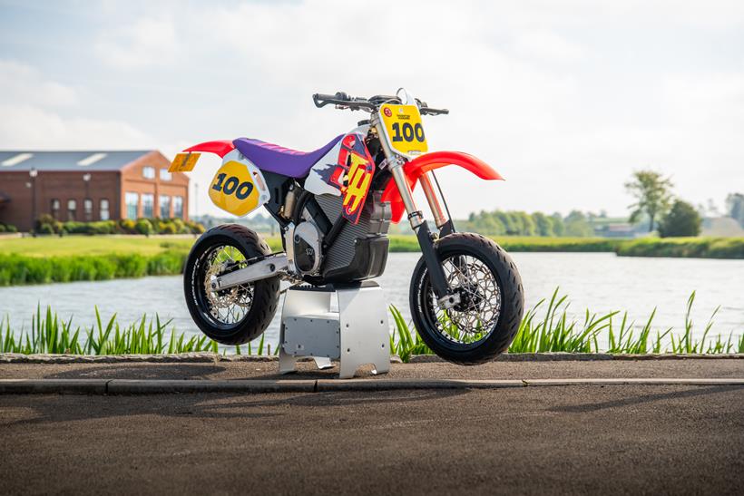 Thornton Hundred CR500 tribute on a paddock stand