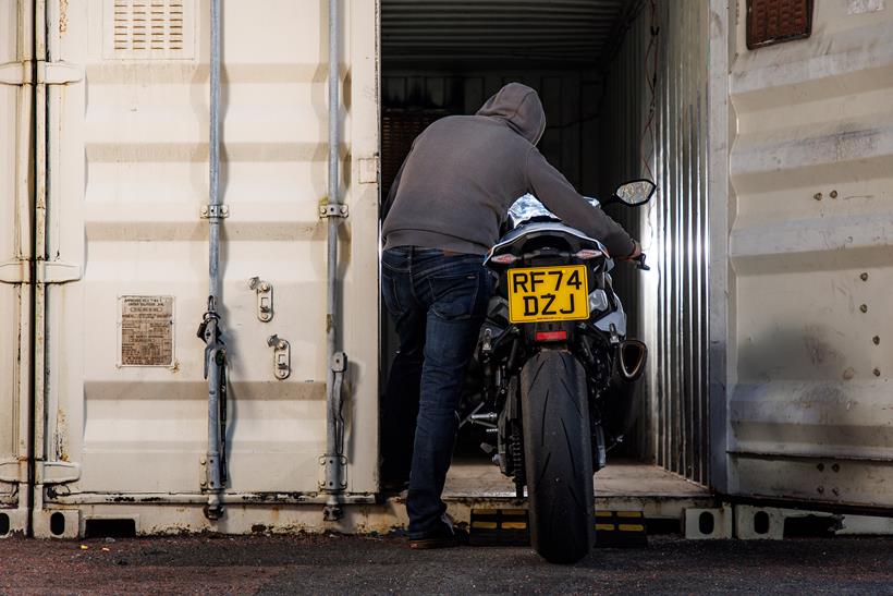Stealing a motorbike from a lock-up