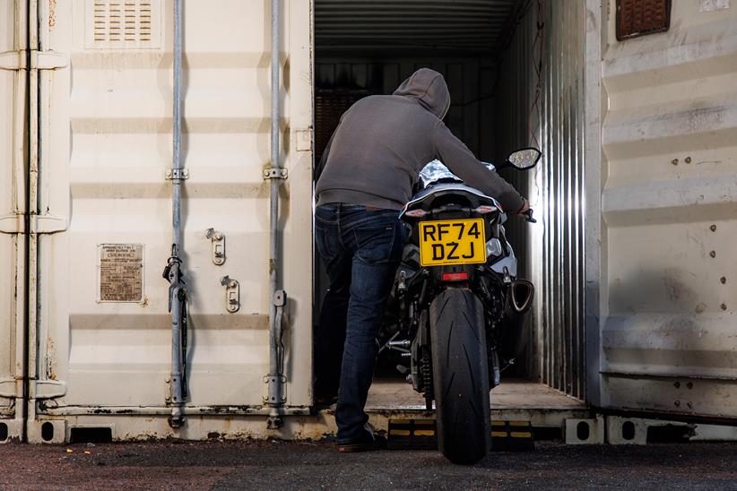 Stealing a motorbike from a lock-up