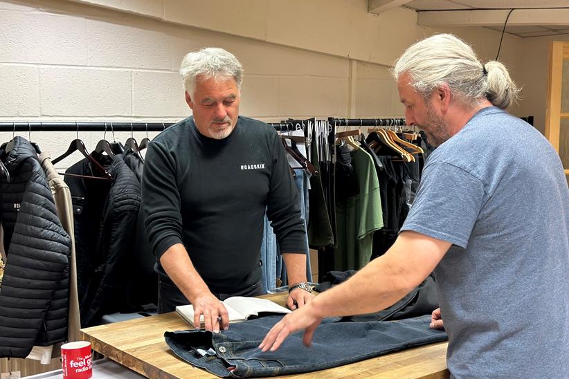 Ian and Mark check out a new design at Roadskin