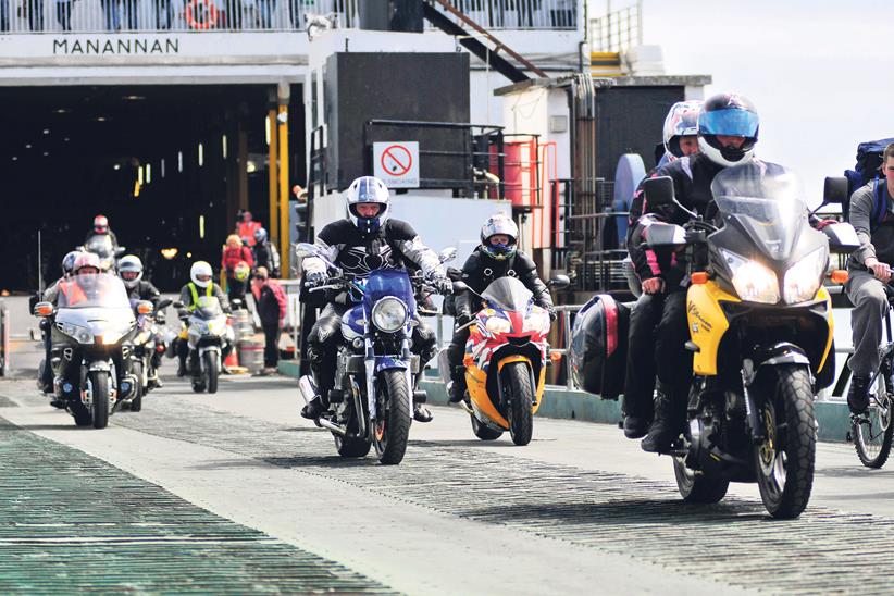 Bikers roll off the Isle of Man ferry