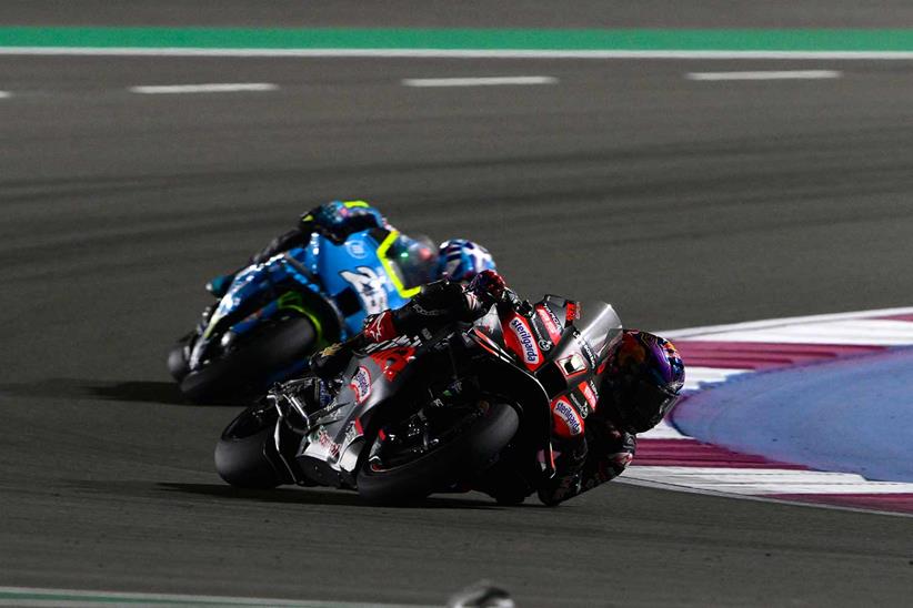 Jorge Martin onboard the Aprilia RS-GP in Qatar.