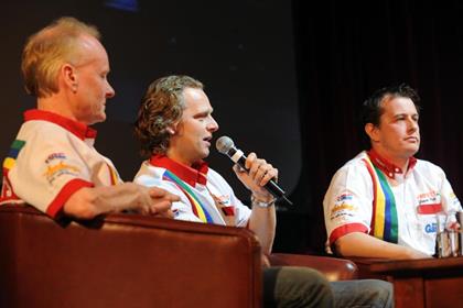 Klaus Klaffenbock, Clive Padgett and John McGuinness at the Isle of Man TT launch