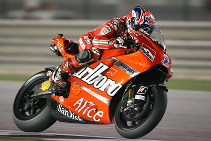 Ducati's Casey Stoner has topped the timesheets once again in Qatar this evening