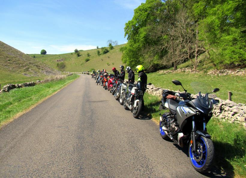 Motorcycles parked in the Peak District