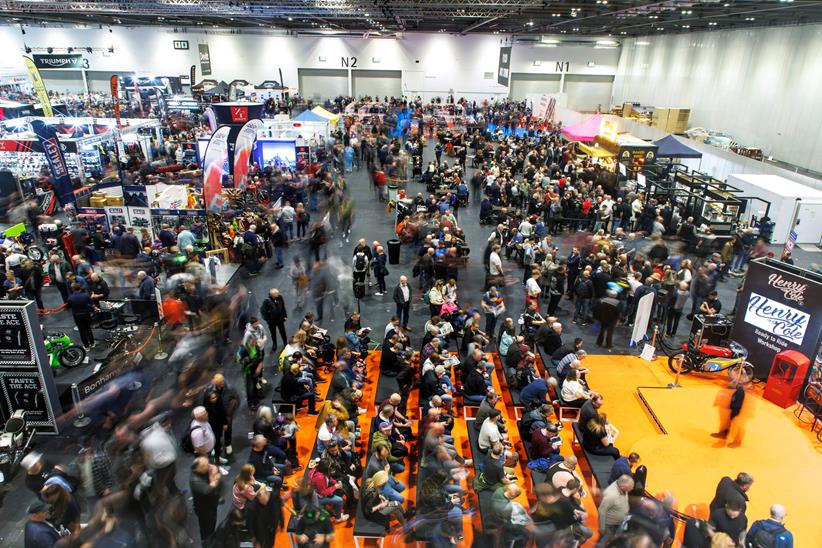Fans watch the live displays at the MCN London Motorcycle Show