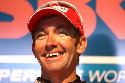 Troy Bayliss crashed a brand new Ducati Hypermotard in new leathers, helmet, boots and gloves