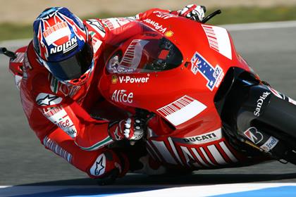 Casey Stoner has been left frustrated after crashing in the second free practice session in Jerez today