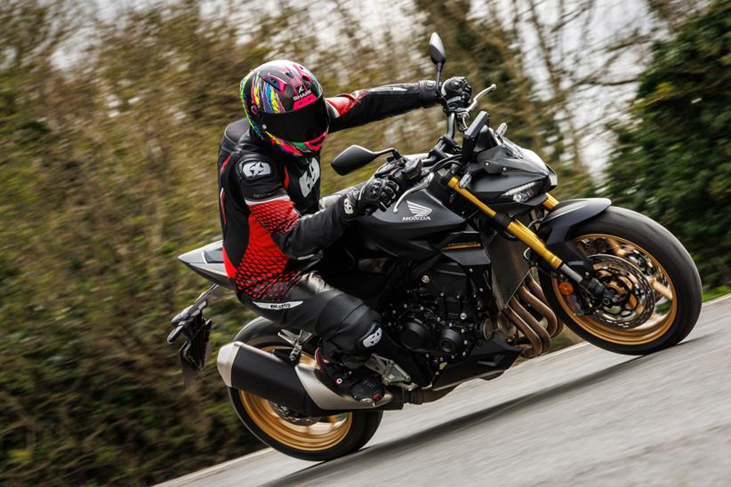 Honda Hornet SP cornering on road