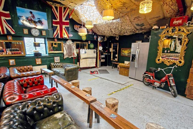 The inside seating area of 777 Motorcycle Café