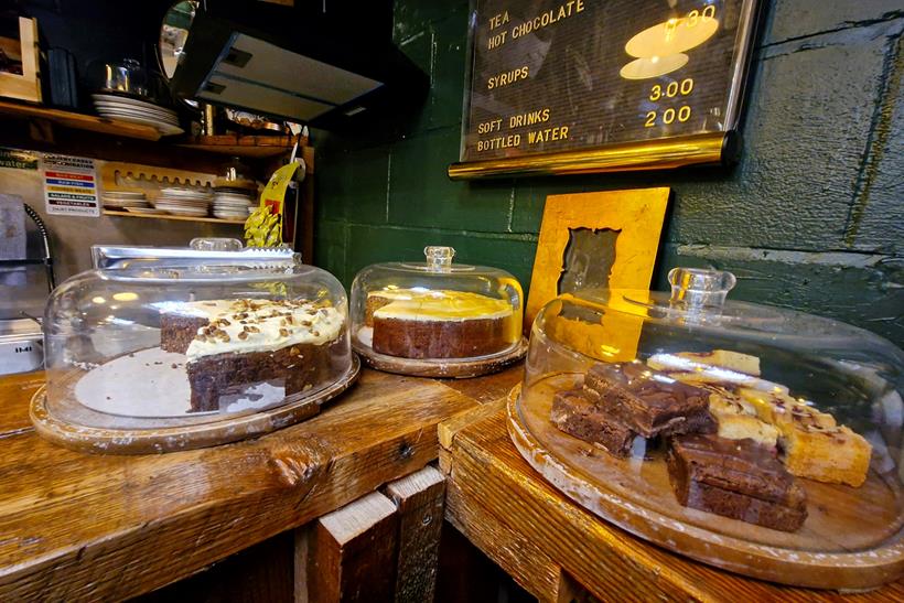 Variety of cakes at the 777 Motorcycle Café