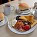 Full English breakfast and sausage and bacon burgers at the Yondermann Café