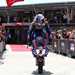 Toprak pulls a stoppie on a Yamaha R1 in World Superbikes