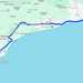 Google maps screenshot of the Custom Cafe route