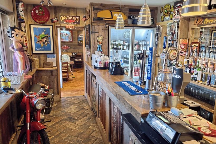 Custom Cafe's bar with plenty of on theme decorations