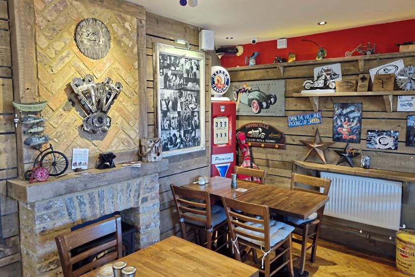 The dining area with more motorbike décor