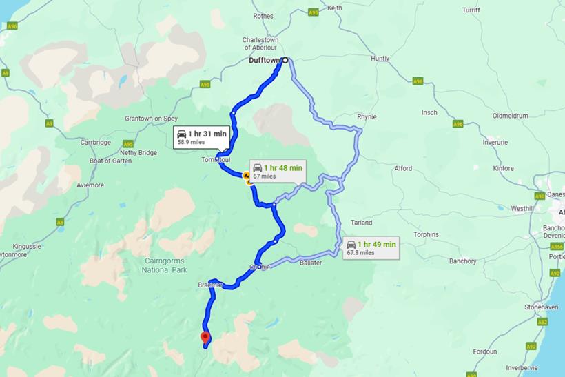 Google maps route for Tea @ the Shee