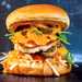 Large burger with loads of different fillings