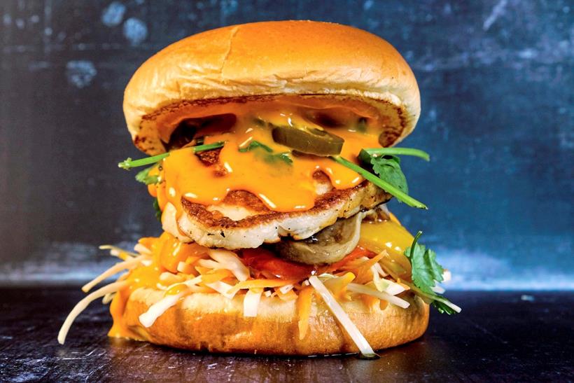 Large burger with loads of different fillings