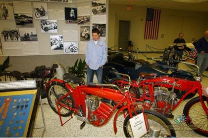 Hayden rode around the Indianapolis Motor Speedway on a 1909 Indian