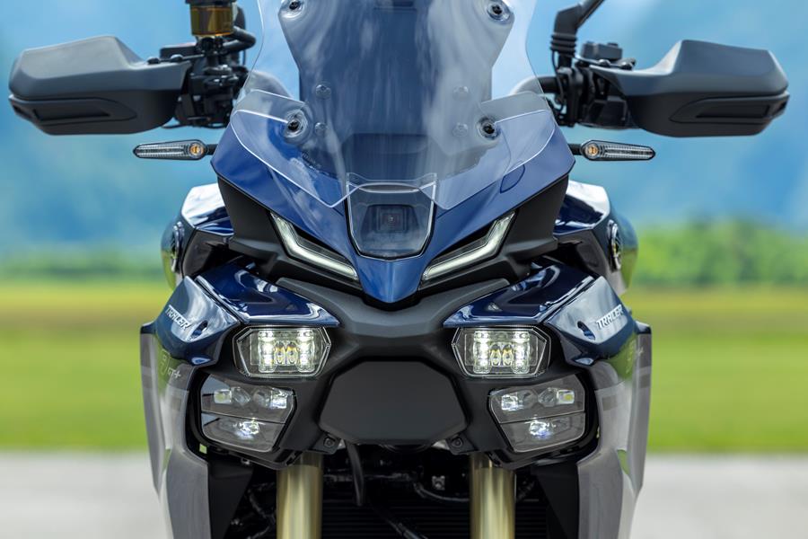 2025-on Yamaha Tracer 9 GT+ detailed shot front on showing the radar