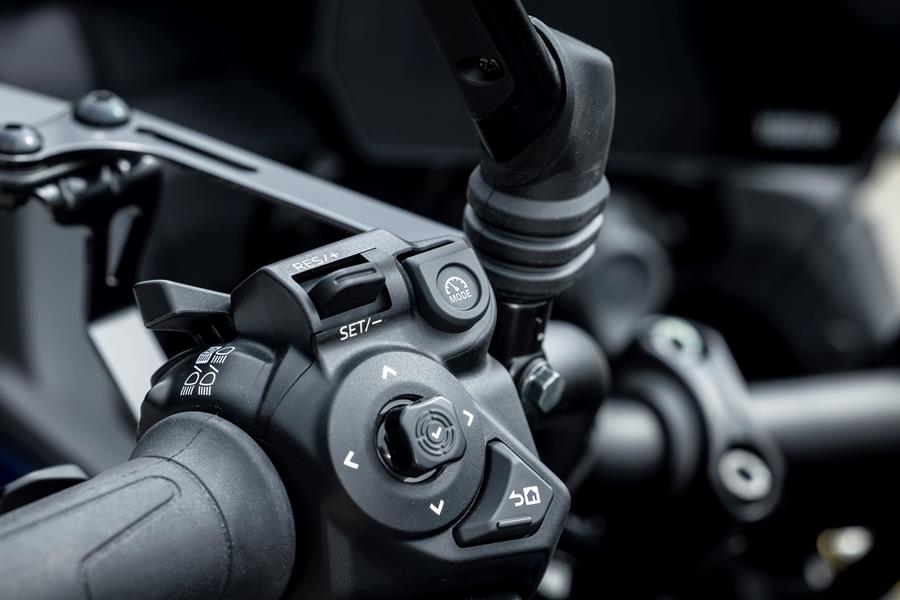 2025-on Yamaha Tracer 9 GT+ detailed shot of the left hand switch gear