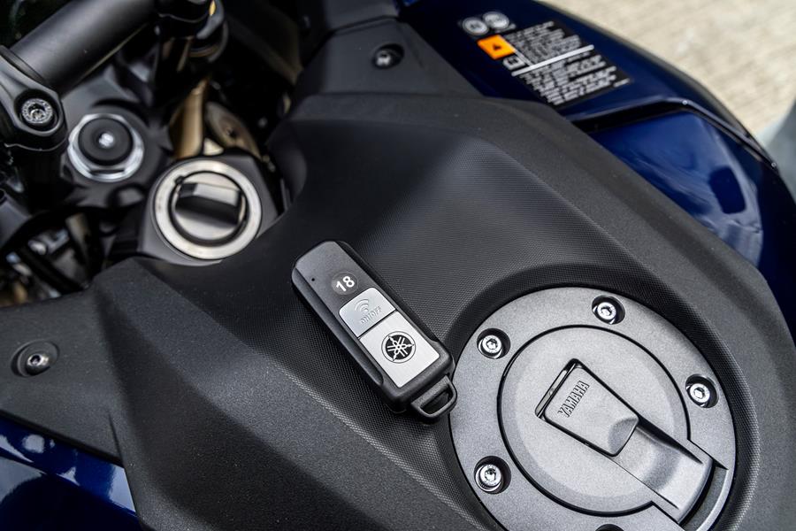 2025-on Yamaha Tracer 9 GT+ detailed shot of the keyless fob