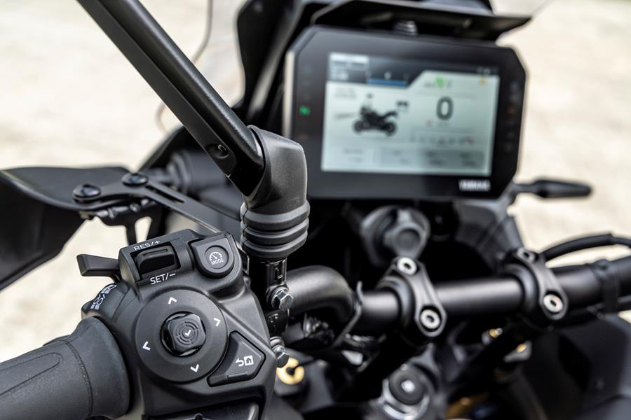 2025-on Yamaha Tracer 9 GT+ close up shot of the dash and cockpit