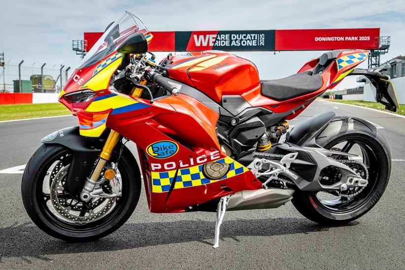 Side view of the BikeSafe Ducati Panigale V4S