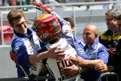 Lorenzo celebrates after taking pole