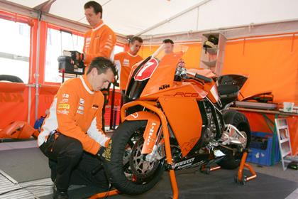 The KTM RC8 Superstock motorcycle at Valencia