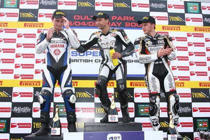 Glen Richards celebrates his Oulton Park British Supersport victory