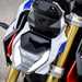 2025-on BMW R1300R detailed shot of the front of the bike and gold forks