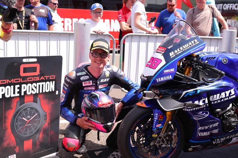 Bradley Ray celebrates pole position at Snetterton