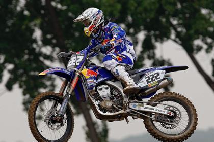 Tony Cairoli recovered from an early mishap to take victory in MX2