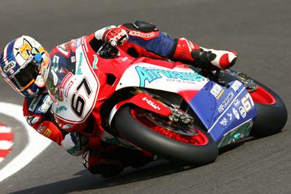 You could see Airwaves Ducati's Shane Byrne in action at Donington Park from the comfort of the team's hospitality tent