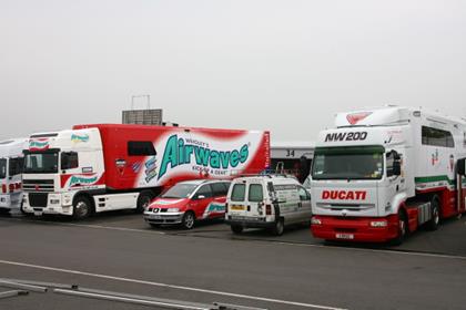 Both Airwaves and North West 200 Ducati have arrived at Donington Park today